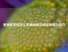 美洲杯买球怎么买揭秘最佳投注策略与技巧