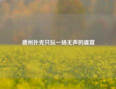 德州扑克只玩一场无声的盛宴