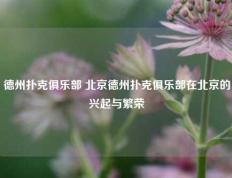 德州扑克俱乐部 北京德州扑克俱乐部在北京的兴起与繁荣