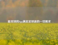 能买球的App满足足球迷的一切需求