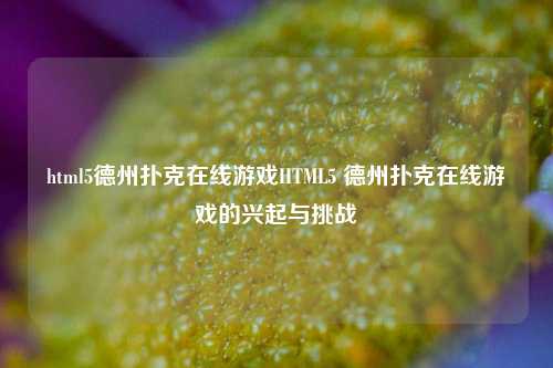 html5德州扑克在线游戏HTML5 德州扑克在线游戏的兴起与挑战