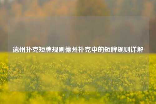 德州扑克短牌规则德州扑克中的短牌规则详解