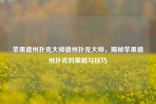 苹果德州扑克大师德州扑克大师，揭秘苹果德州扑克的策略与技巧