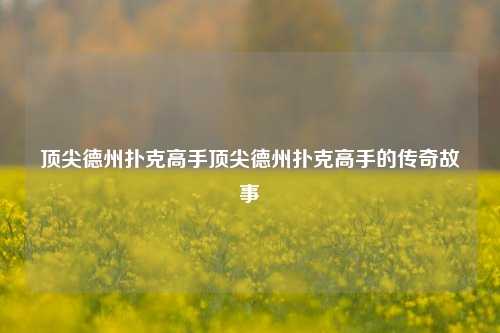顶尖德州扑克高手顶尖德州扑克高手的传奇故事