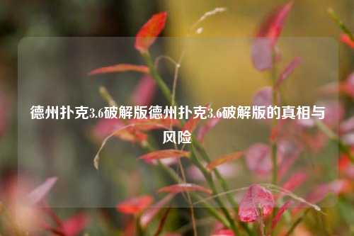德州扑克3.6破解版德州扑克3.6破解版的真相与风险