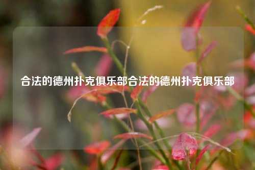 合法的德州扑克俱乐部合法的德州扑克俱乐部