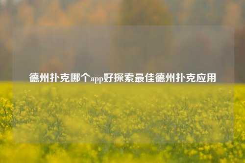 德州扑克哪个app好探索最佳德州扑克应用