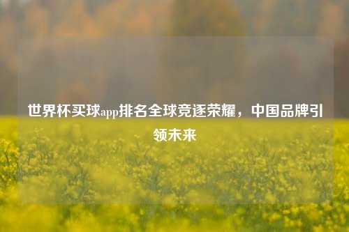 世界杯买球app排名全球竞逐荣耀，中国品牌引领未来