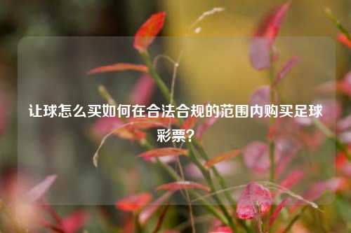 让球怎么买如何在合法合规的范围内购买足球彩票？