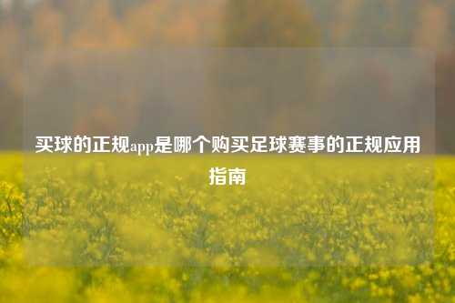 买球的正规app是哪个购买足球赛事的正规应用指南
