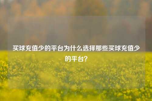 买球充值少的平台为什么选择那些买球充值少的平台？