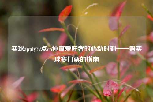 买球apply79点cn体育爱好者的心动时刻——购买球赛门票的指南