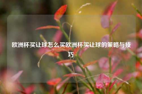 欧洲杯买让球怎么买欧洲杯买让球的策略与技巧