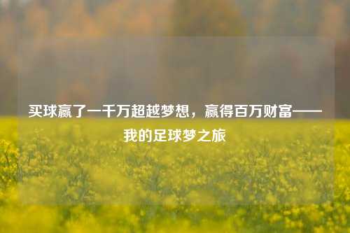 买球赢了一千万超越梦想，赢得百万财富——我的足球梦之旅