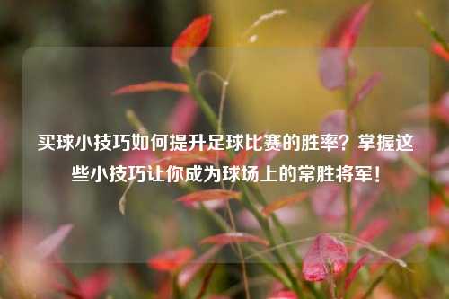买球小技巧如何提升足球比赛的胜率？掌握这些小技巧让你成为球场上的常胜将军！
