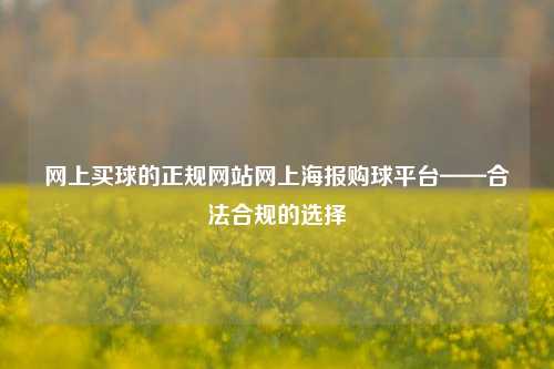 网上买球的正规网站网上海报购球平台——合法合规的选择