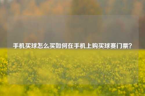 手机买球怎么买如何在手机上购买球赛门票？