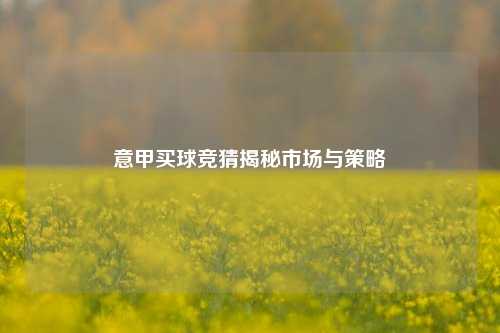 意甲买球竞猜揭秘市场与策略