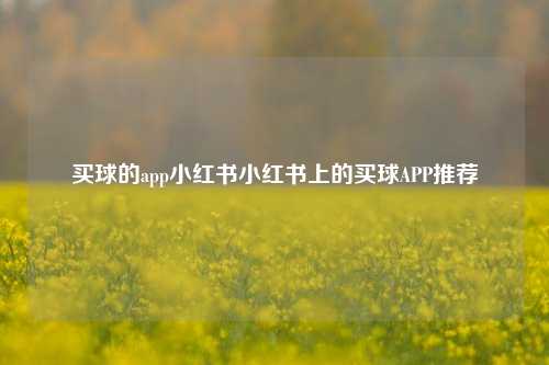 买球的app小红书小红书上的买球APP推荐