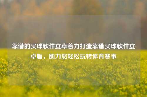 靠谱的买球软件安卓着力打造靠谱买球软件安卓版，助力您轻松玩转体育赛事