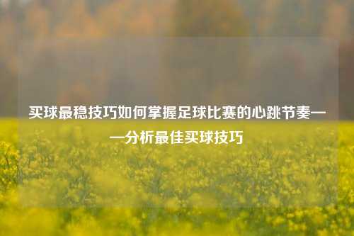 买球最稳技巧如何掌握足球比赛的心跳节奏——分析最佳买球技巧