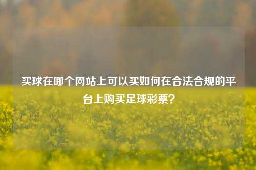 买球在哪个网站上可以买如何在合法合规的平台上购买足球彩票？